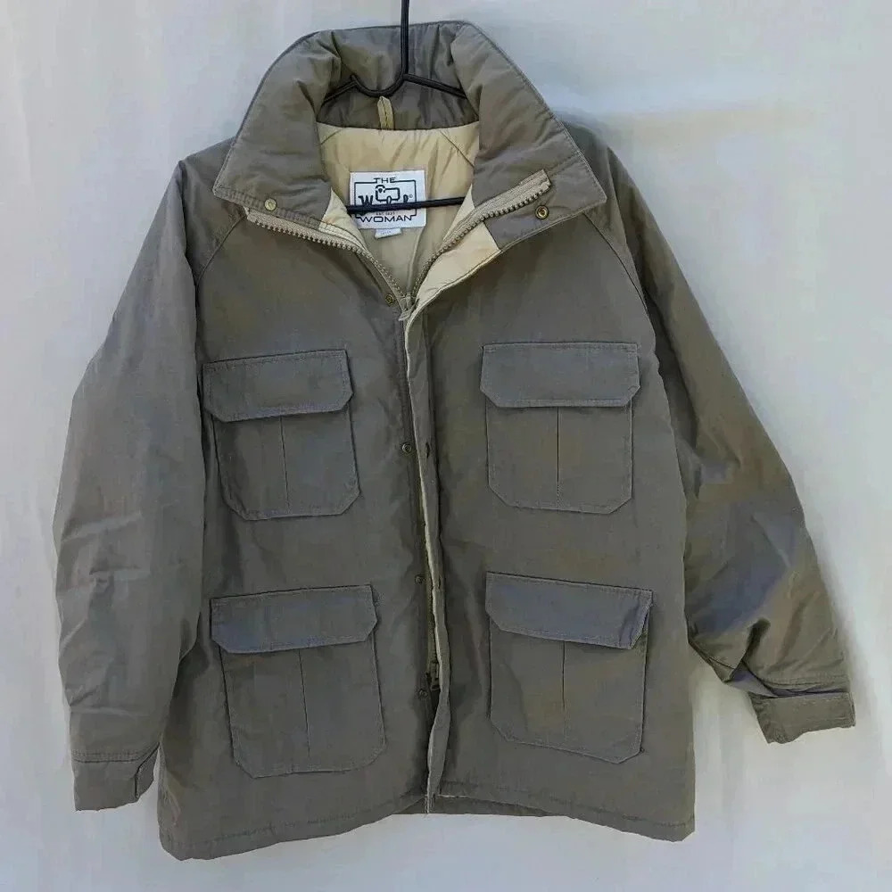 VTG Woolrich the Woman Gray Winter Parka Gorpcore Jacket Size XL Utility Outdoor